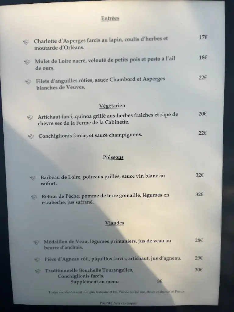 Menu_la Croix Blanche Loir et Cher_Veuzain-sur-Loire_image_4