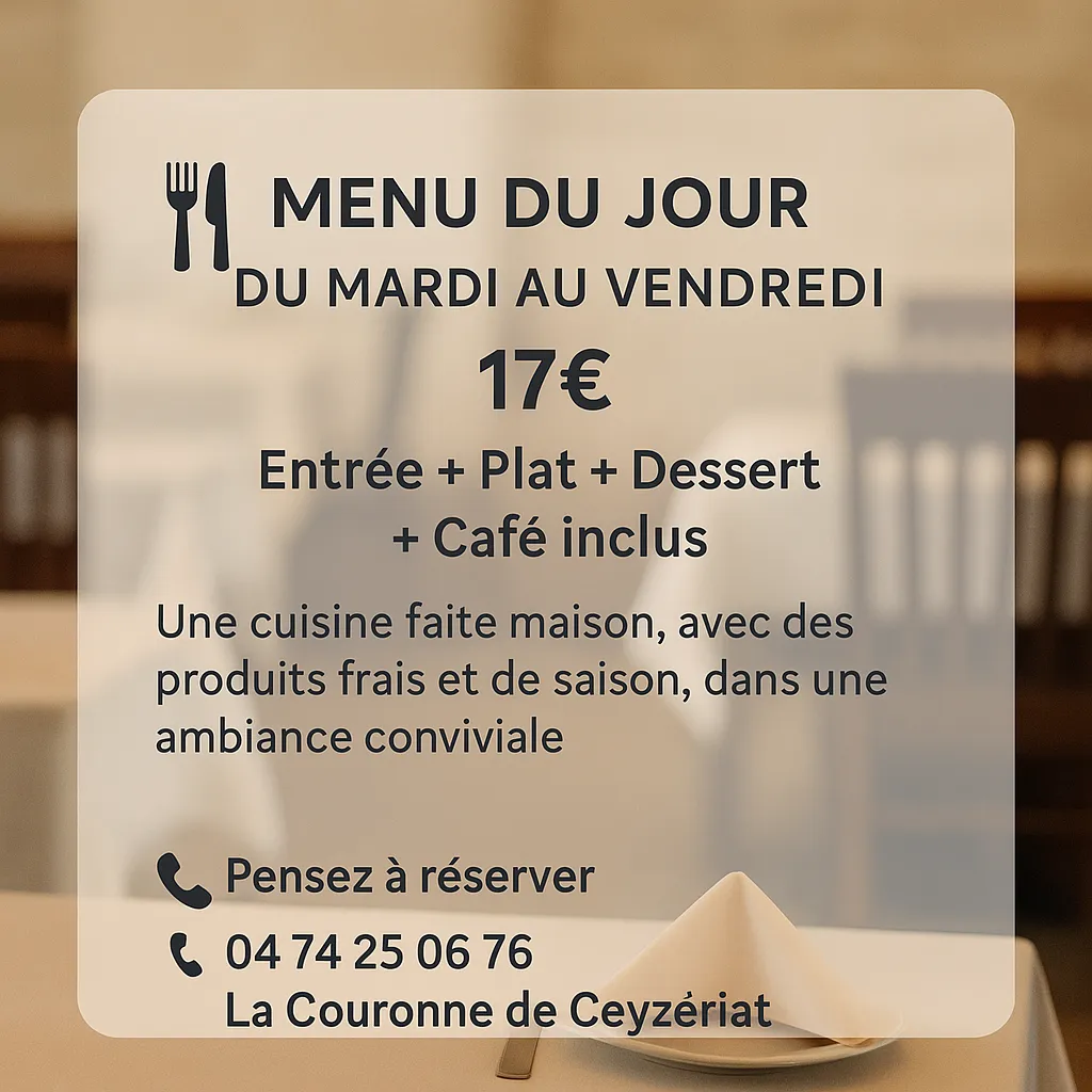 Menü_Restaurant la couronne de Ceyzériat_Ceyzériat_Bild_1