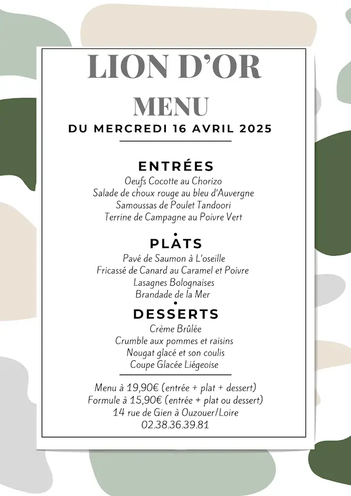 Menu_Le Lion d'Or_Ouzouer-sur-Loire_image_2