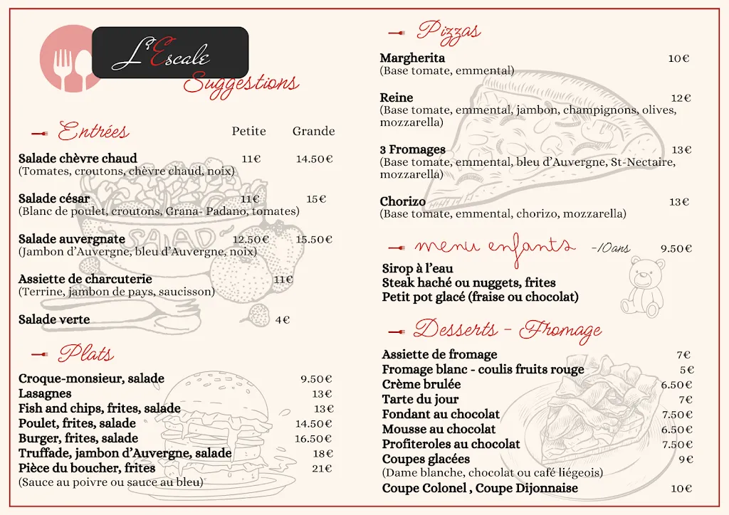 Menu_Restaurant L'Escale Ceyrat_Ceyrat_image_1