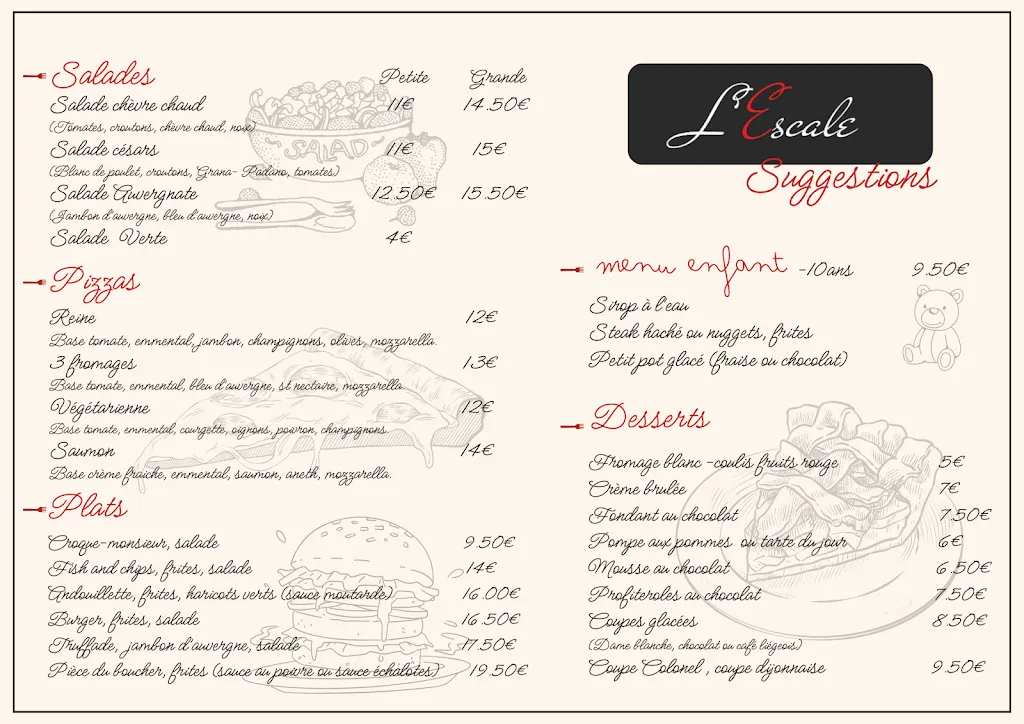Menu_Restaurant L'Escale Ceyrat_Ceyrat_image_2