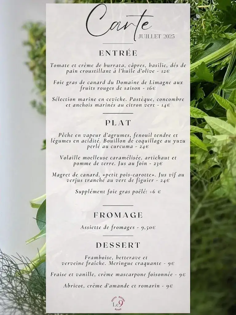 Menu_Le 9 Resto Bistro_Royat_image_1