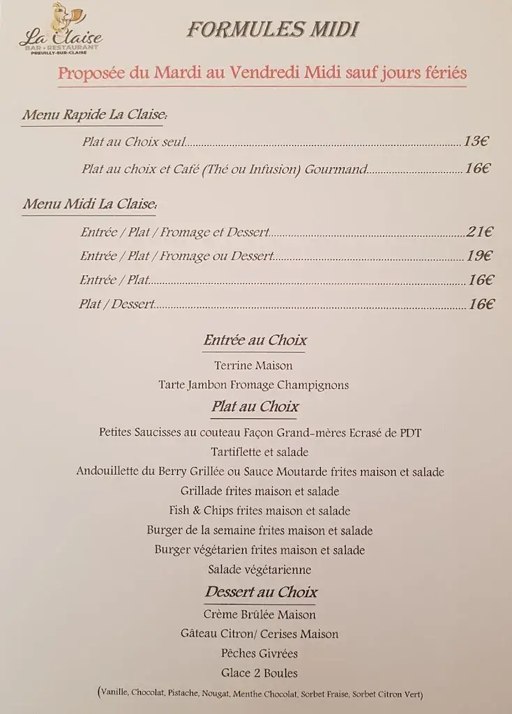 Menu_La Claise Bar Restaurant_Preuilly-sur-Claise_image_2