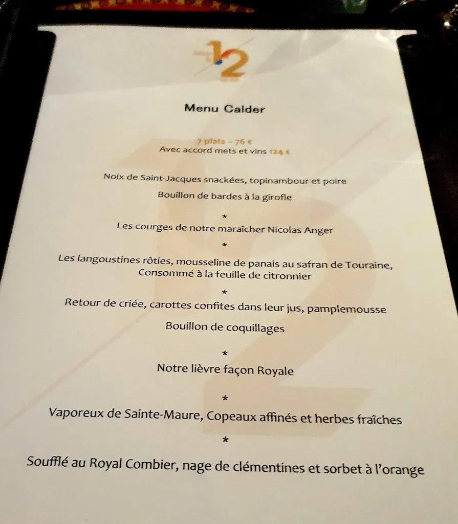 Menu_Auberge du 12ème Siècle_Saché_image_1