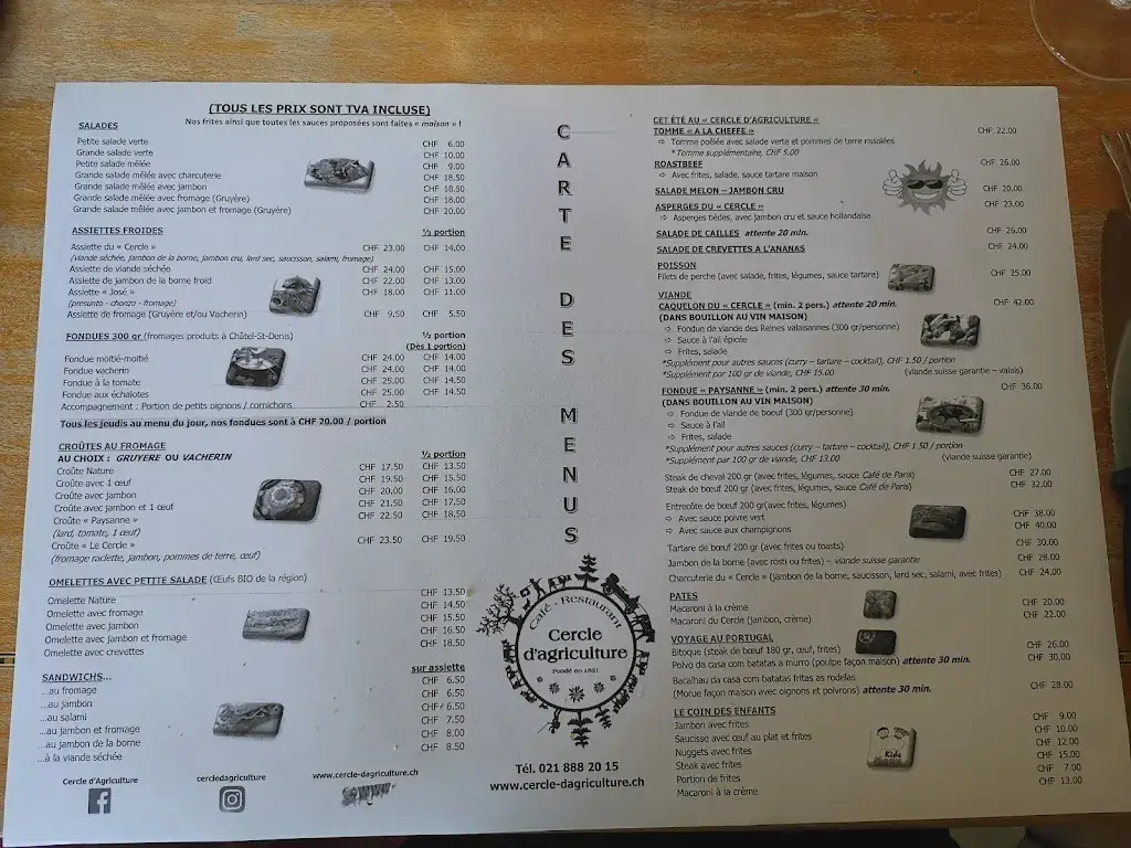 Menu_Cercle d'Agriculture - Restaurant_Châtel-Saint-Denis_image_1