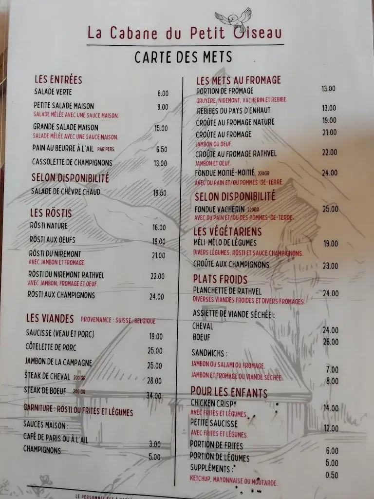 Menu_La Cabane du Petit Oiseau_Châtel-Saint-Denis_image_1