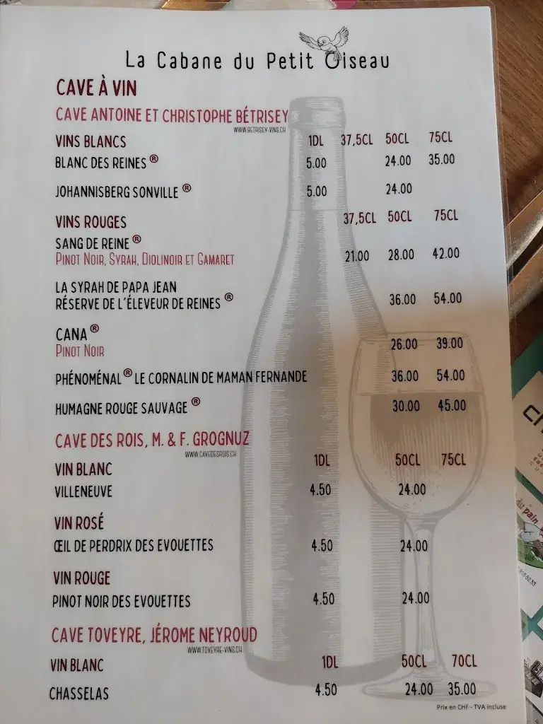 Menu_La Cabane du Petit Oiseau_Châtel-Saint-Denis_image_2