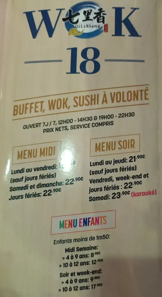 Menu_Wok 18 St Doulchard Buffet asiatique Et Grillade à volonté_Saint-Doulchard_image_4