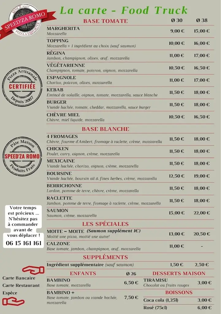 Menu_Pizza Food truck - Speed'za Romo_Saint-Georges-sur-Eure_image_1