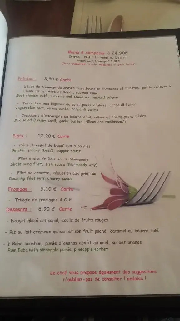 Menu_Auberge Jeanne d'Arc | Restaurant Traditionnel - Traiteur | Sud Touraine_Sainte-Catherine-de-Fierbois_imagen_4