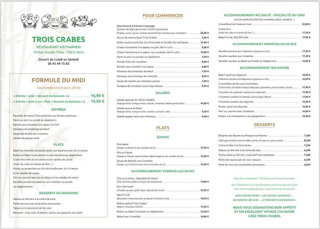 Menü_Trois Crabes_Paris_Bild_2