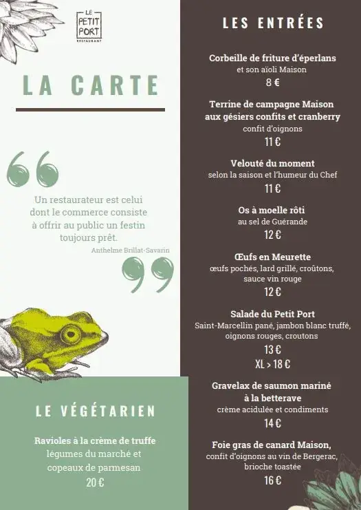 Menü_Restaurant Le Petit Port_Fareins_Bild_2