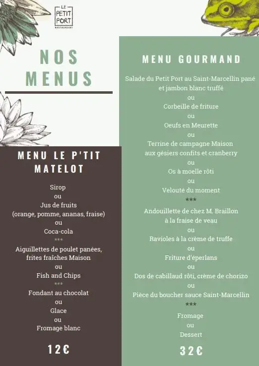 Menü_Restaurant Le Petit Port_Fareins_Bild_3