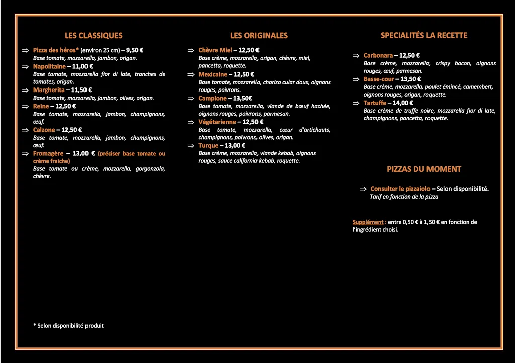 Menu_Camion Pizza La Recette_Saint-Hilaire-Saint-Mesmin_image_1