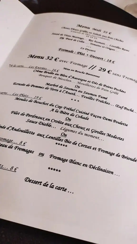 Menu_Restaurant Poste et Champanne_Brioude_image_1