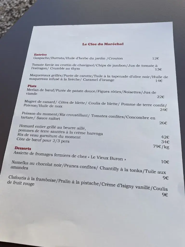 Menu_Le Clos du Maréchal_Sancerre_immagine_2