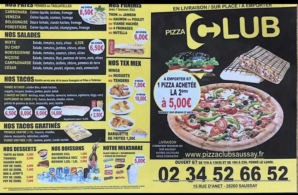 Menu_Pizza club Saussay_Saussay_image_2