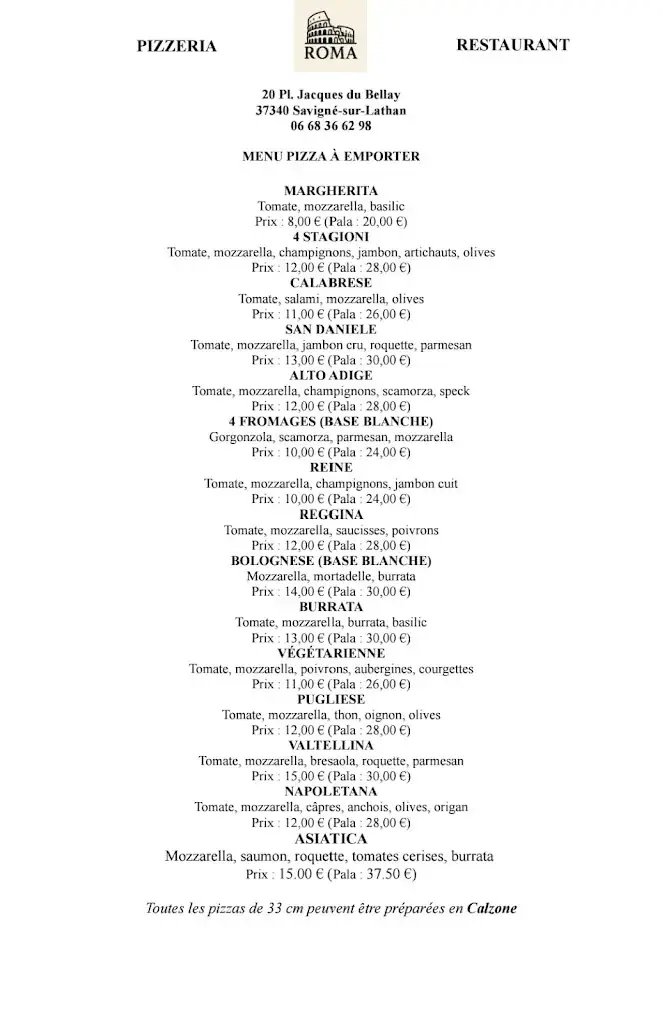 Menu_Roma pizzeria restaurant_Savigné-sur-Lathan_image_1