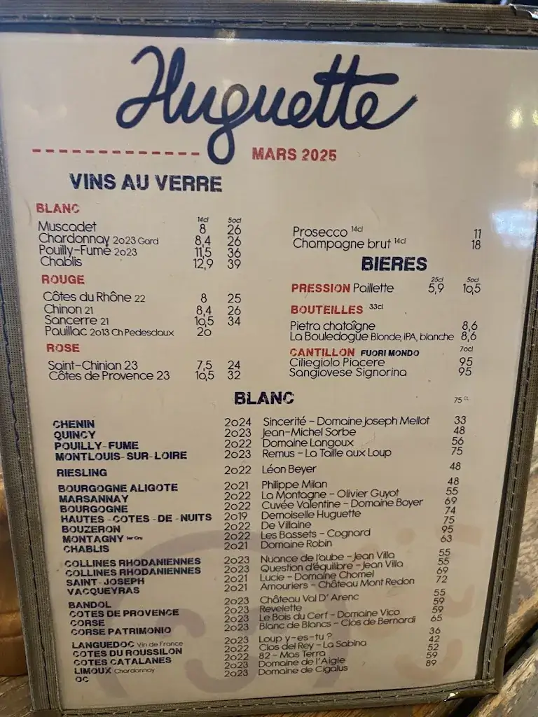 Menu_Huguette, Bistro de la mer_Paris_image_2