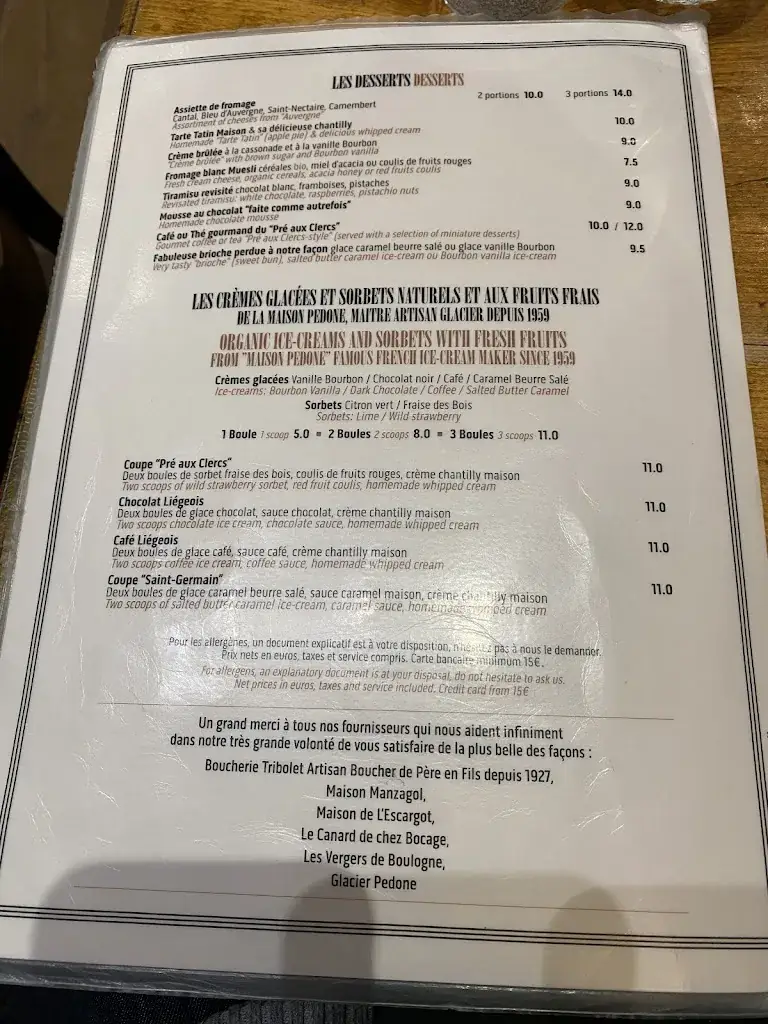 Menu_Le Pré aux Clercs_Paris_image_1