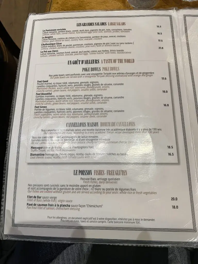 Menu_Le Pré aux Clercs_Paris_image_2