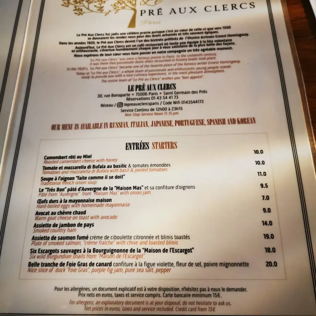 Menu_Le Pré aux Clercs_Paris_image_4