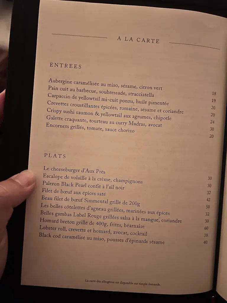 Menu_Aux Prés Cyril Lignac_Paris_image_3