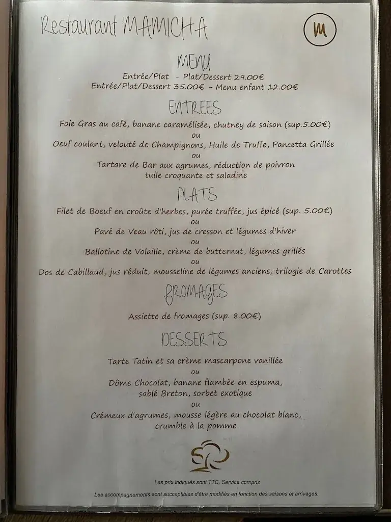 Menu_Restaurant Mamicha, Hotel du Parc_Salbris_image_2