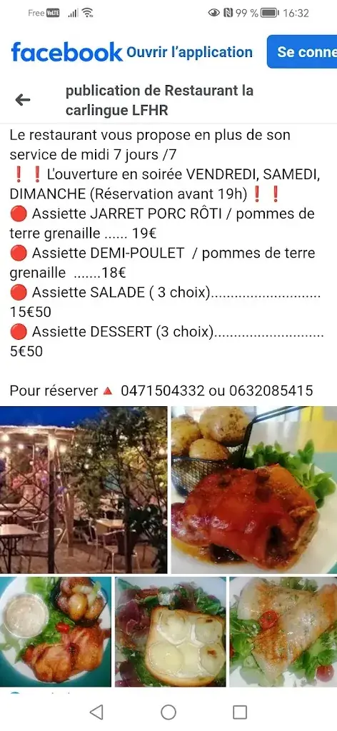 Menü_La Carlingue LFHR Brioude_Beaumont_Bild_1