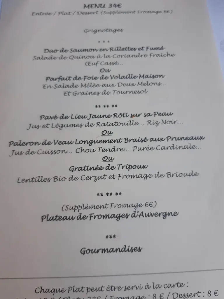 Menü_Hôtel Restaurant La Sapinière_Brioude_Bild_2