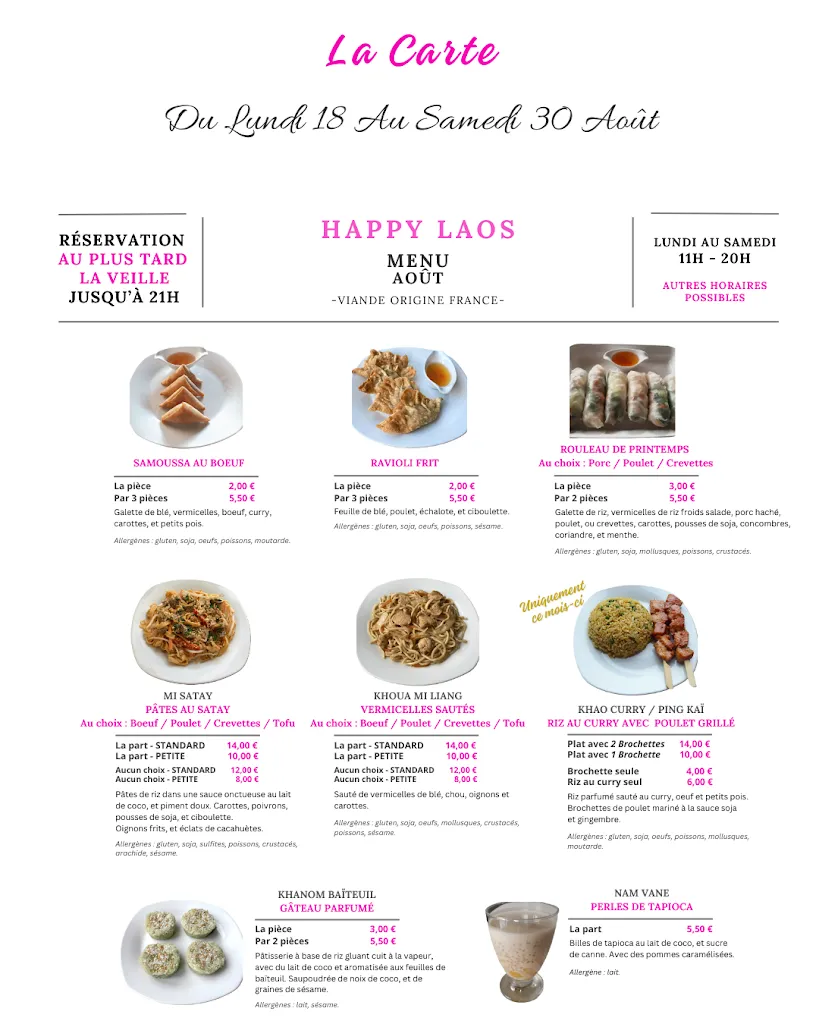 Menu_HAPPY LAOS (Tavers 45) - Cuisine d’Asie du Sud-Est (Précommande au plus tard la veille, jusqu’à 21h)_Tavers_image_1