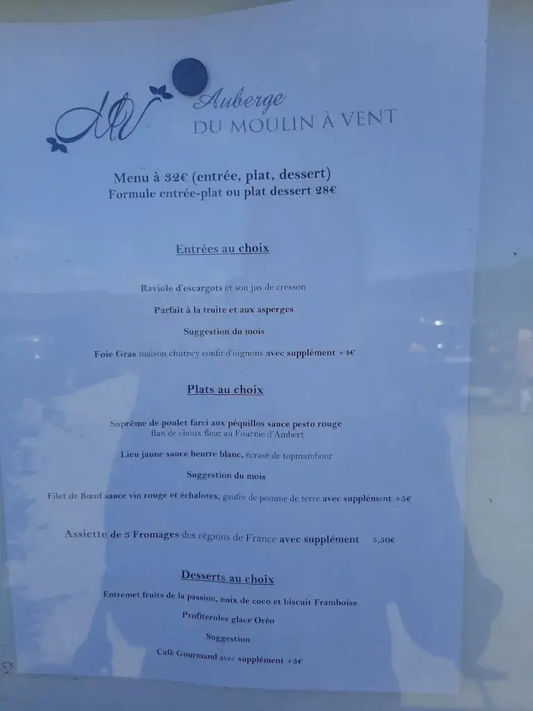 Menu_Auberge du Moulin à Vent, The Originals Relais_Manou_image_3