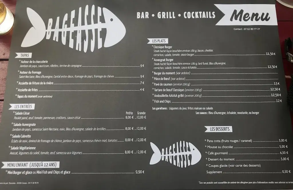Menu_La Bageasse - Bar Grill Cocktails_Vieille-Brioude_image_1