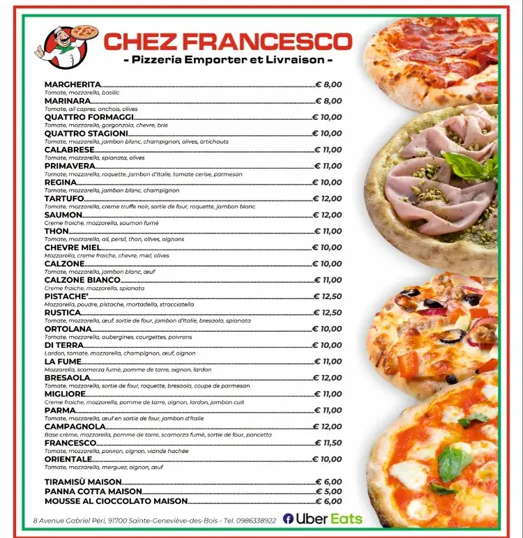 Menu_Chez Francesco_Sainte-Geneviève-des-Bois_image_1