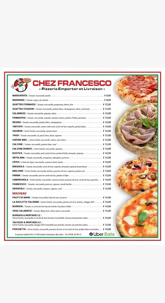 Menu_Chez Francesco_Sainte-Geneviève-des-Bois_image_2