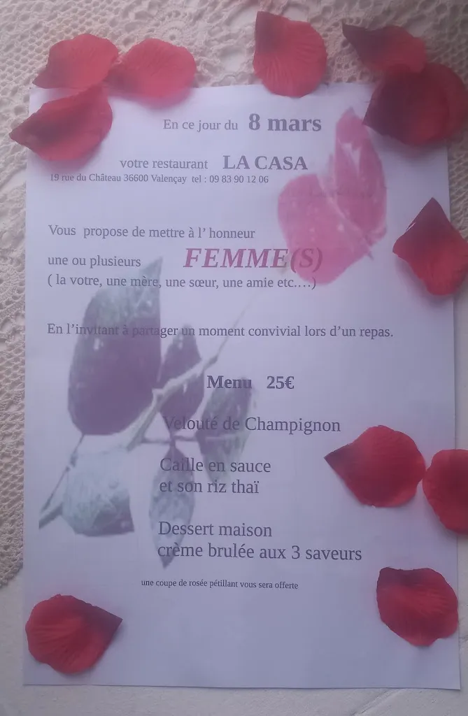 Menu_Restaurant la casa valencay_Valençay_image_2