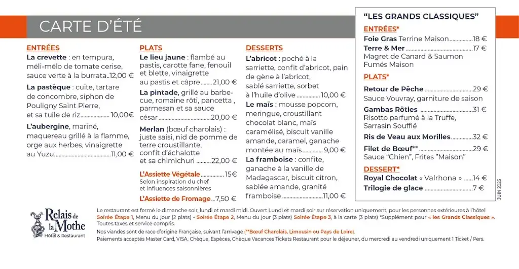 Menu_Restaurant RELAIS de la MOTHE_Yzeures-sur-Creuse_image_1