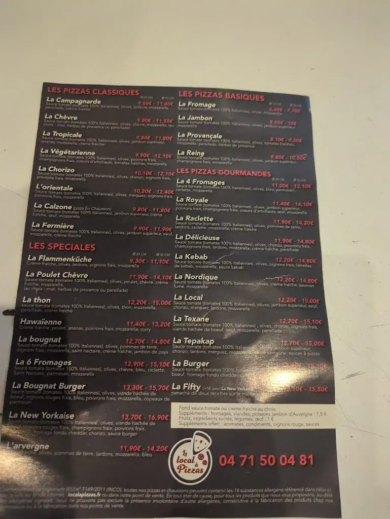 Menu_Le local à pizzas (anciennement Kiosque à pizzas)_Brioude_image_1