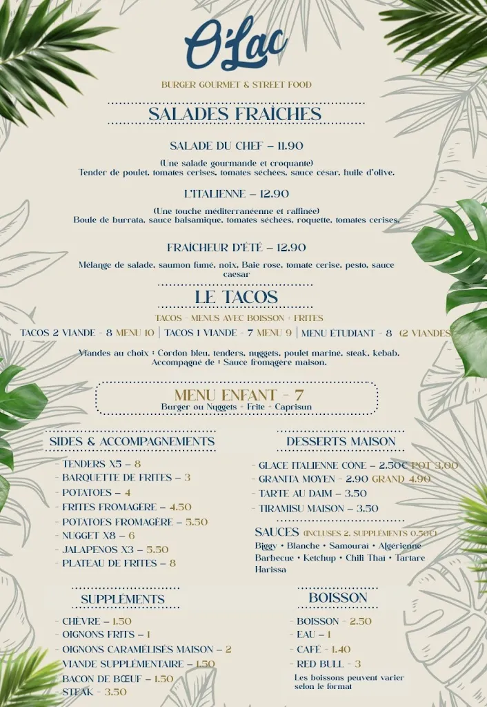 Menu_O’Lac Burger Blois_Blois_image_1