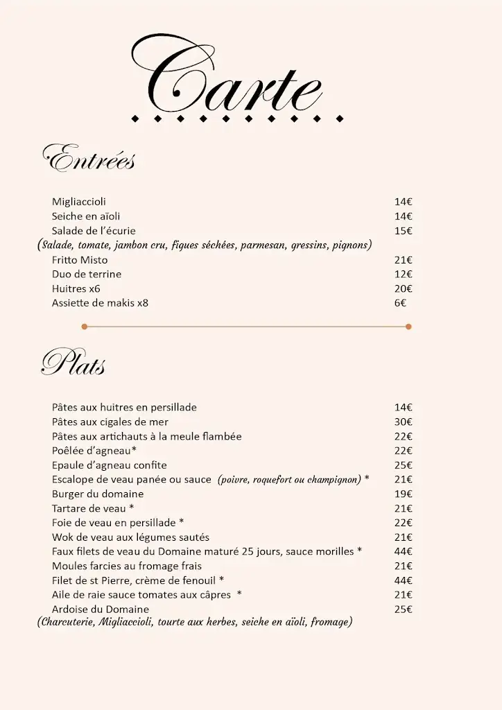 Menu_Restaurant L'Écurie_Aléria_image_2