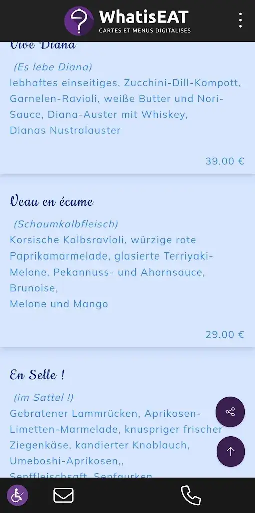 Menu_Restaurant Veni e posa lieu unique en corse Aleria_Aléria_image_3