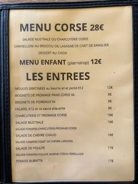 Menu_Hôtel Restaurant LE BANANA'S_Aléria_image_2