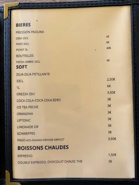 Menu_Hôtel Restaurant LE BANANA'S_Aléria_image_3