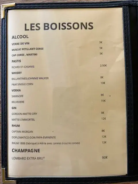 Menu_Hôtel Restaurant LE BANANA'S_Aléria_image_4