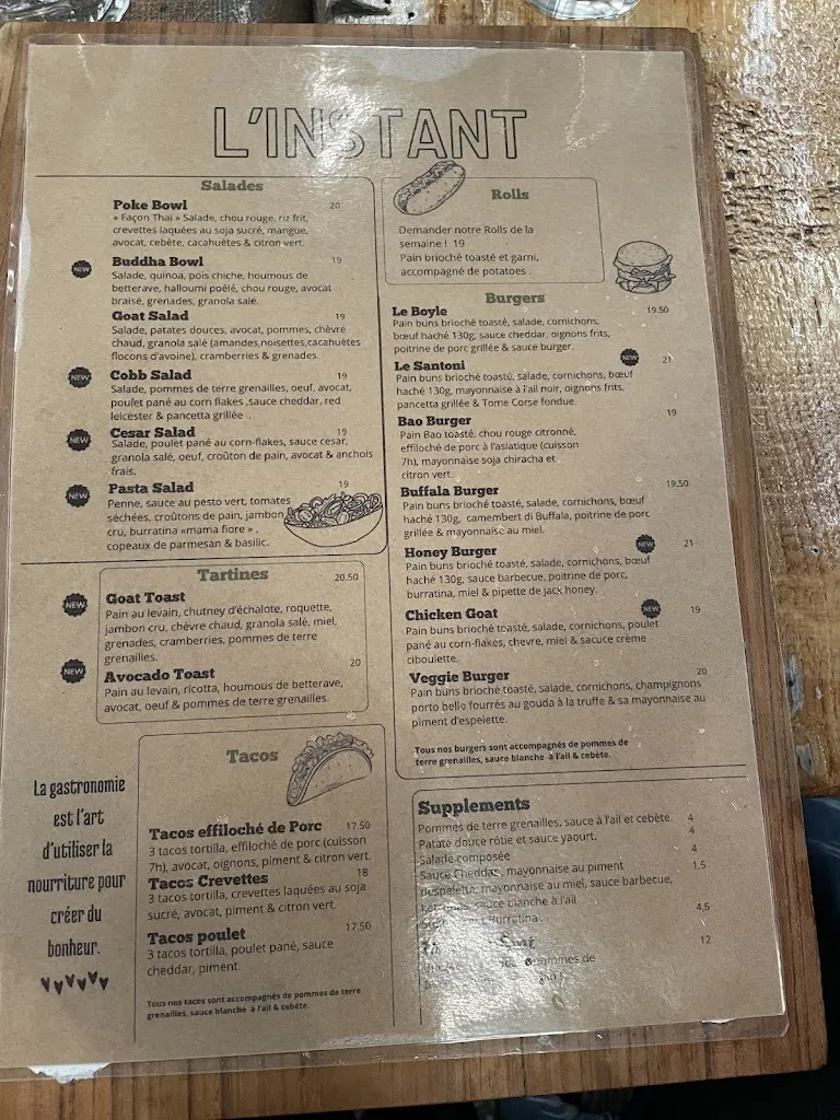 Menu_Brasserie L'instant_Ajaccio_imagen_1