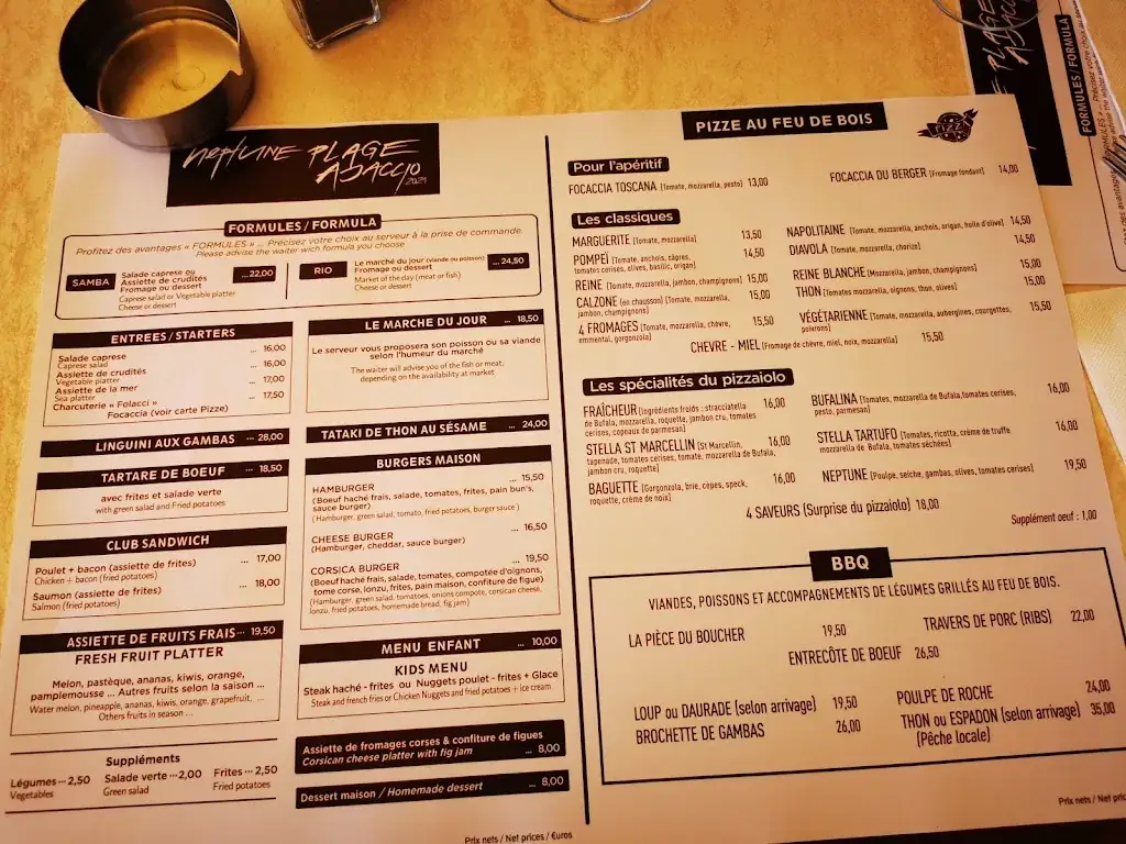 Menu_Restaurant Neptune Plage Ajaccio_Ajaccio_immagine_4