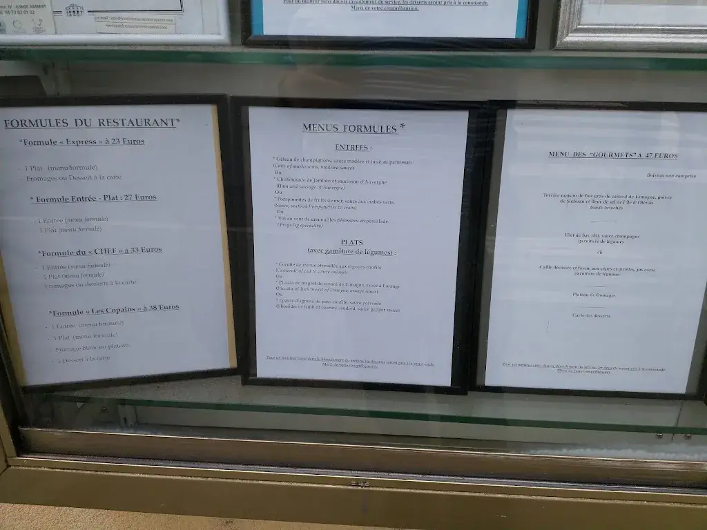 Menu_Hôtel Restaurant Les Copains_Ambert_image_3