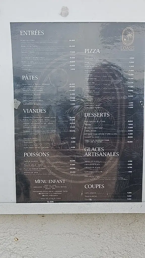 Menu_Restaurant l'Oasis_Ghisonaccia_imagen_1