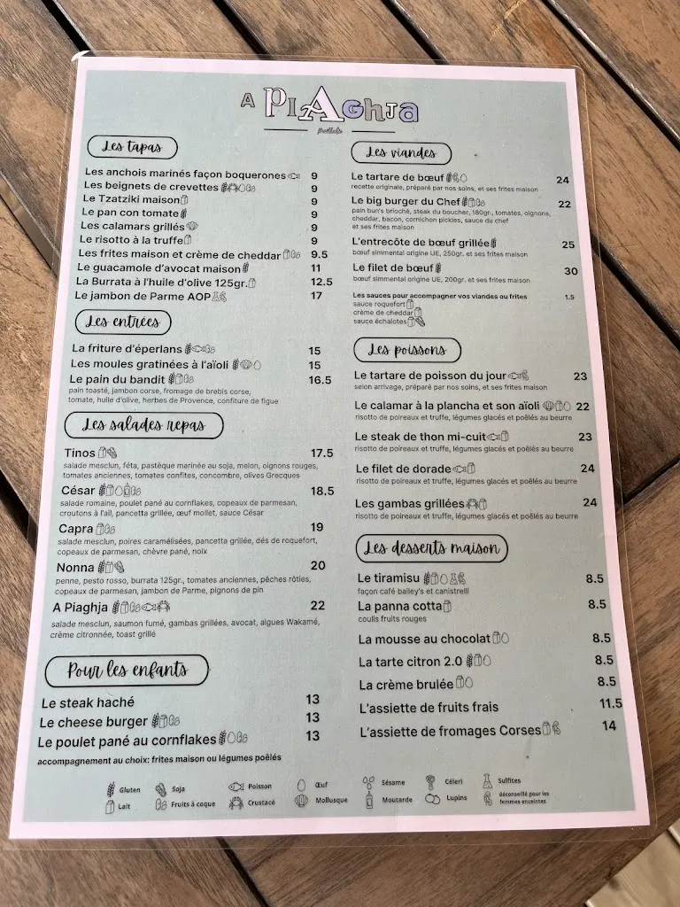 Menu_Paillotte A Piaghja_Cargèse_image_1