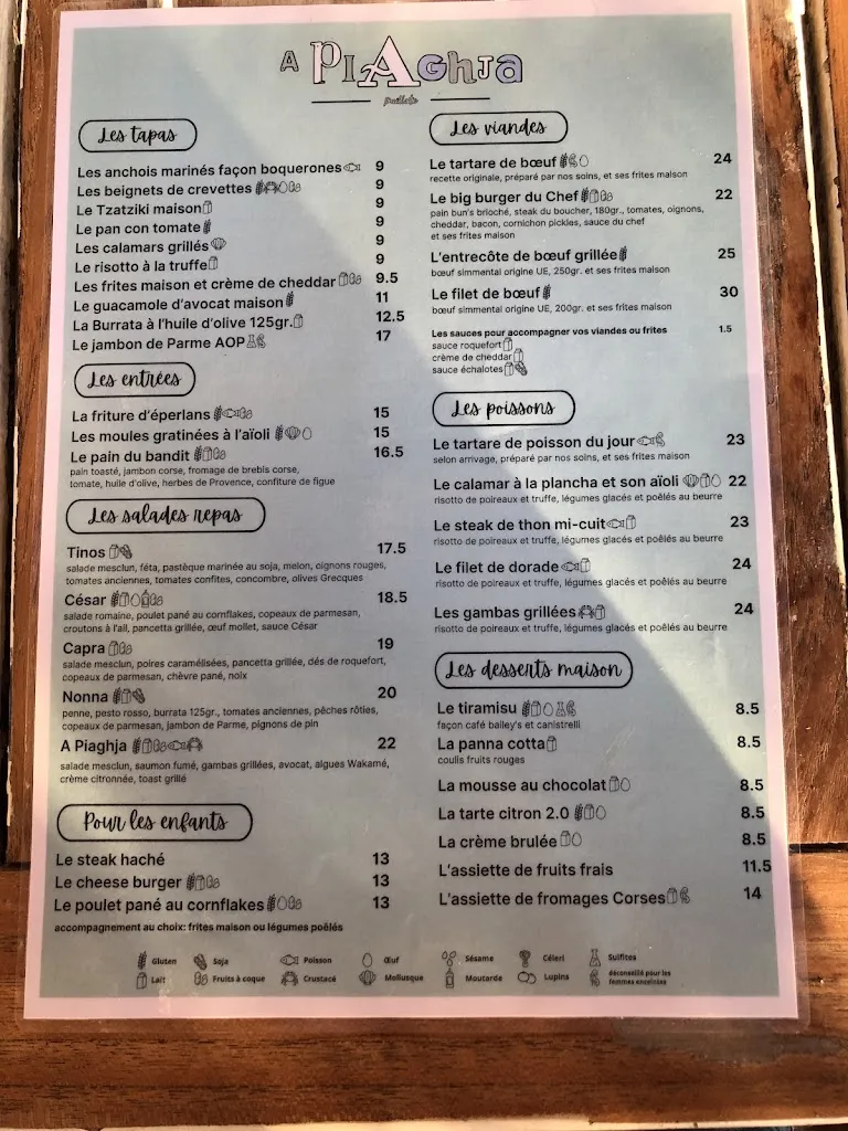 Menu_Paillotte A Piaghja_Cargèse_image_2